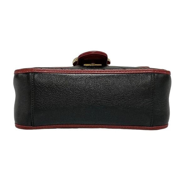 Auth GUCCI GG Marmont / Mini Top Handle Bag 583571 Black Red Leather Handbag - Picture 6 of 16